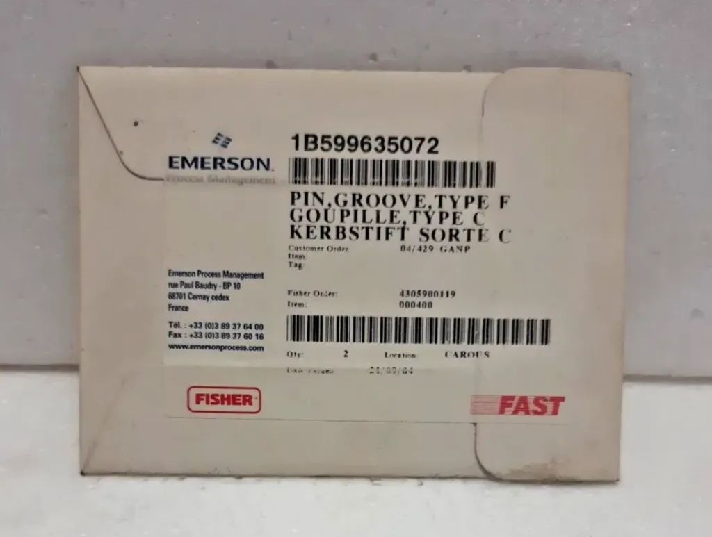 Fisher 1B599635072  Pin Groove  New in Box Emerson 1B599635072