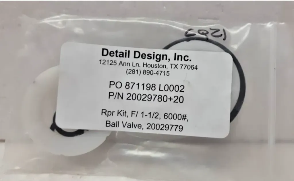 Detail Design 20029780+20 Repair Kit F/ 1-1/2, 6000# Ball Valve, 20029779