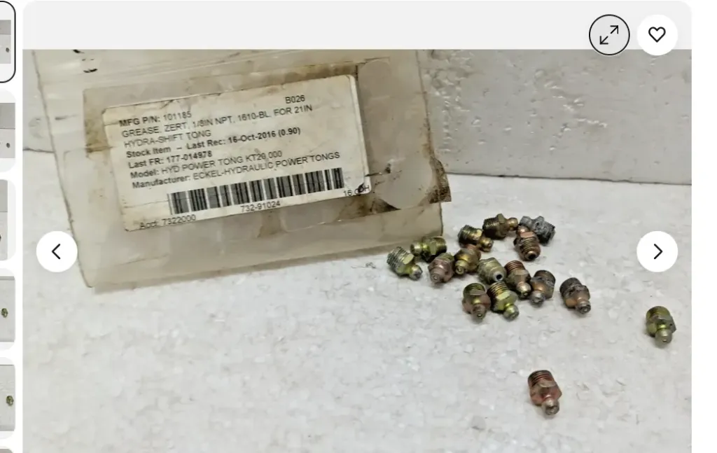 1610-BL Grease  Zert 1/8 IN NPT For 21 21 IN Hydra Shift Tong KT20000 15 Pc Lot
