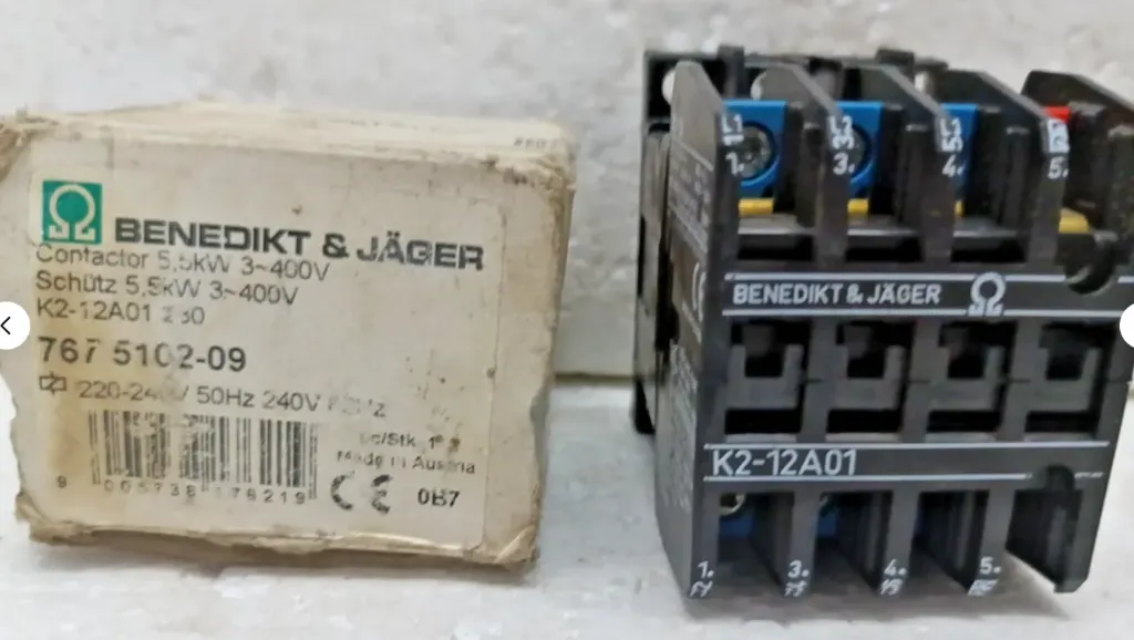 Benedikt & Jäger K2-12A01 Contactor 5.5kW 3-400V 50Hz 220-240V Coil