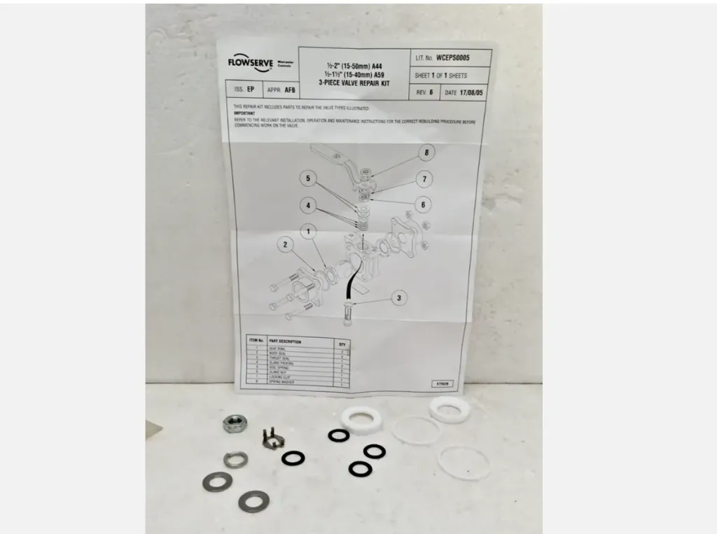 Flowserve Worcester 10ARK44-TT 07ARK59-TT Repair Kit 3-Piece Valve Repair Kit