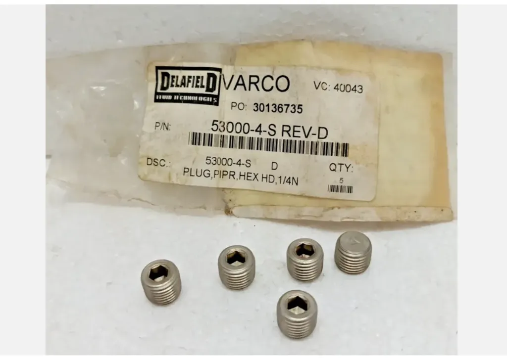 Delafield Varco 53000-4-S Rev D Plug Pipr , Hex HD 1/4 N Lot of 5 pcs