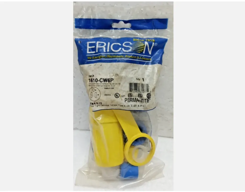 Ericson 1610-CW6P Connector Nema 5-15 Straight Blade 125 V 15 A