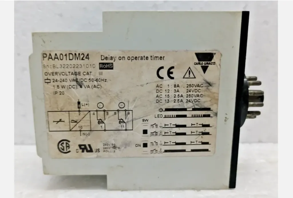Carlo Gavazzi PAA01DM24 Delay on Operate Timer Overvoltage CAT 24-240 VAC