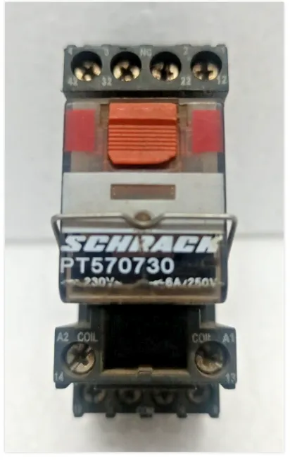 Schrack PT570730 Relay  With Schrack  PT78704 base 220 V Checked and Tested