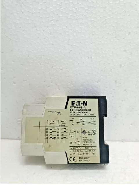 Eaton ETR4-69-A  XTTR6A100H69B Electronic Timing Relay AC/DC 24...240 V 50/60 Hz