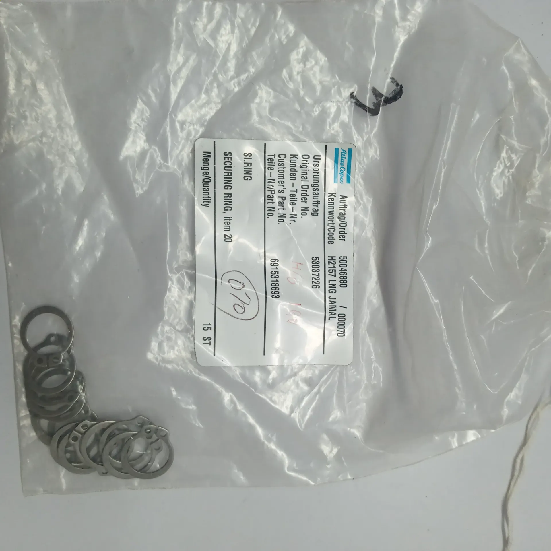 ATLAS COPCO 6915318693 SECURING RING LOT OF 15 PC  EXPEDITE SHIPPING