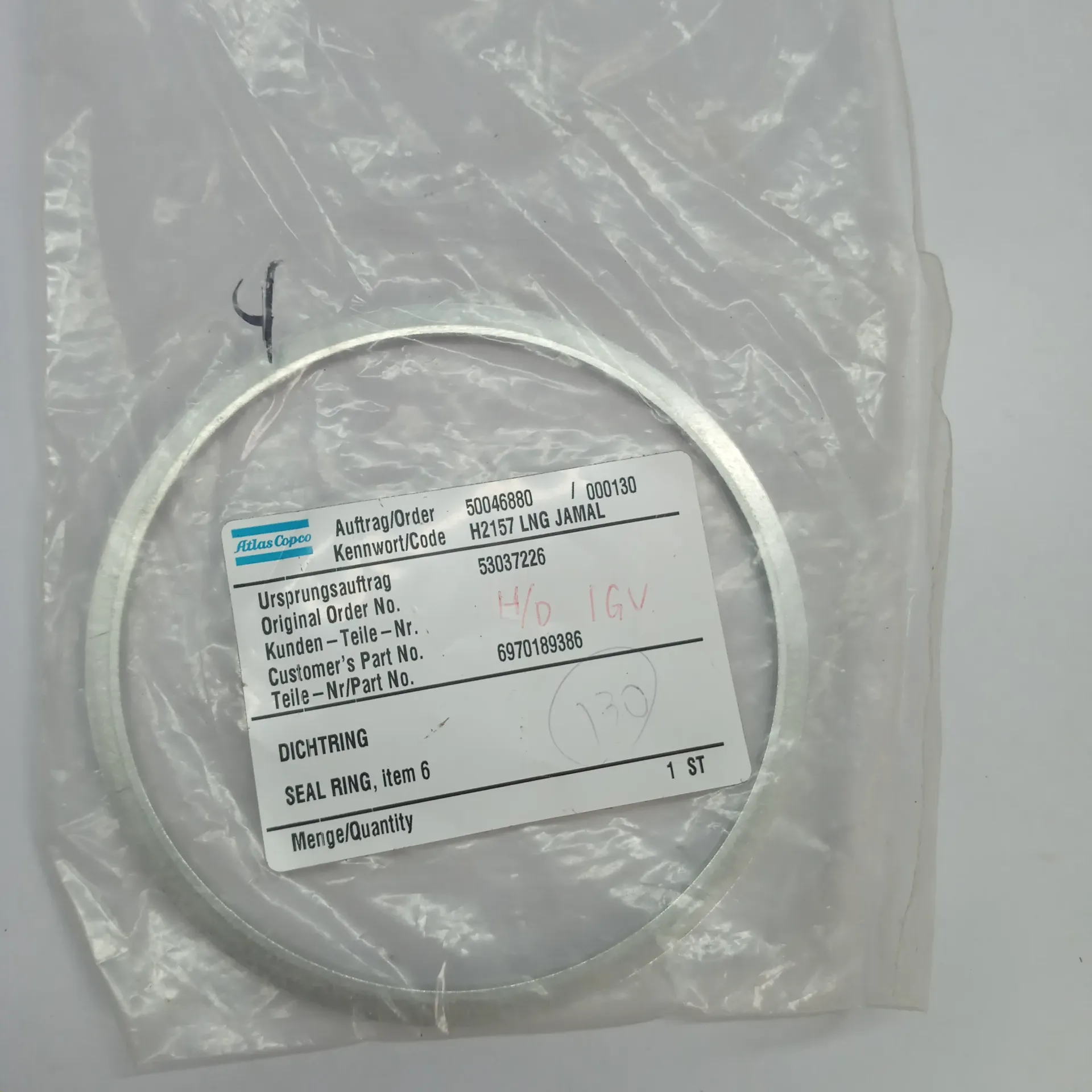 ATLAS COPCO 6970189386 SEAL RING,ITEM 6 EXPEDITE SHIPPING