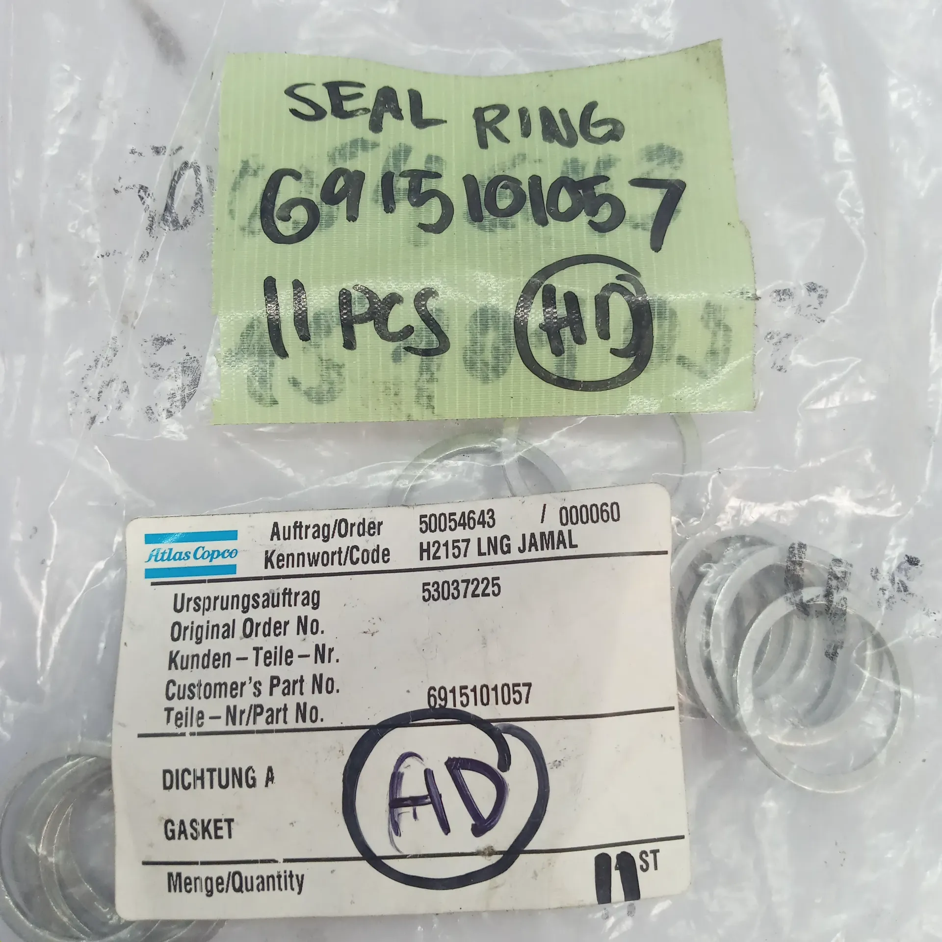 ATLAS COPCO 6915101057 DICHTUNG A GASKET Lot of 26 Pcs Free Shipping Worldwide