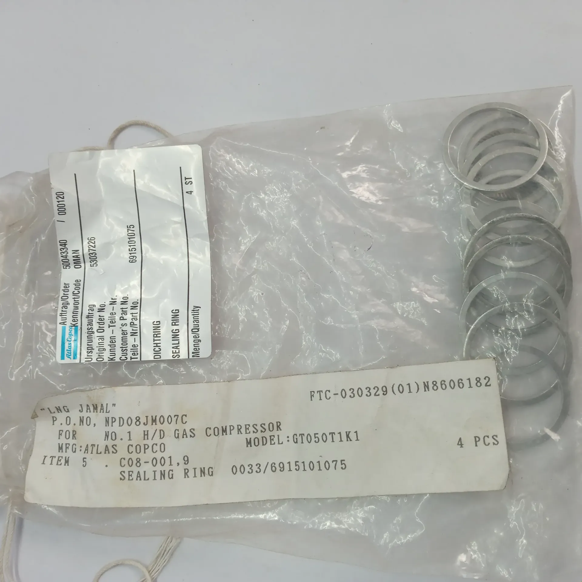 ATLAS COPCO 6915101075 SEALING RING Lot of 12 pcs Free Expedite Shipping