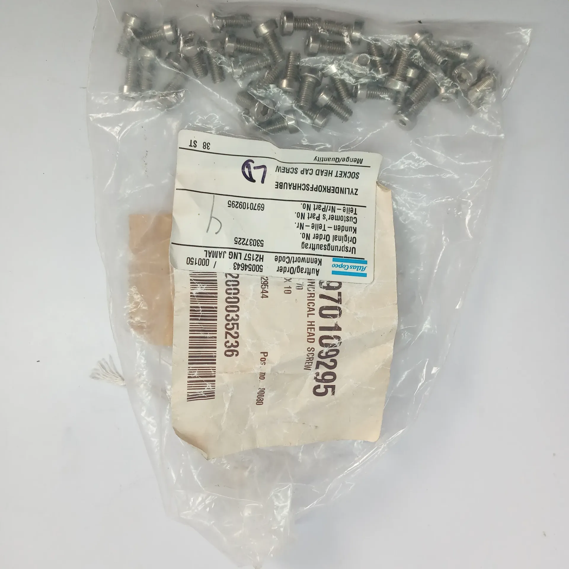 ATLAS COPCO 6970109295 SOCKET HEAD CAP SCREW Lot of 38 pcs Expedite Shipping