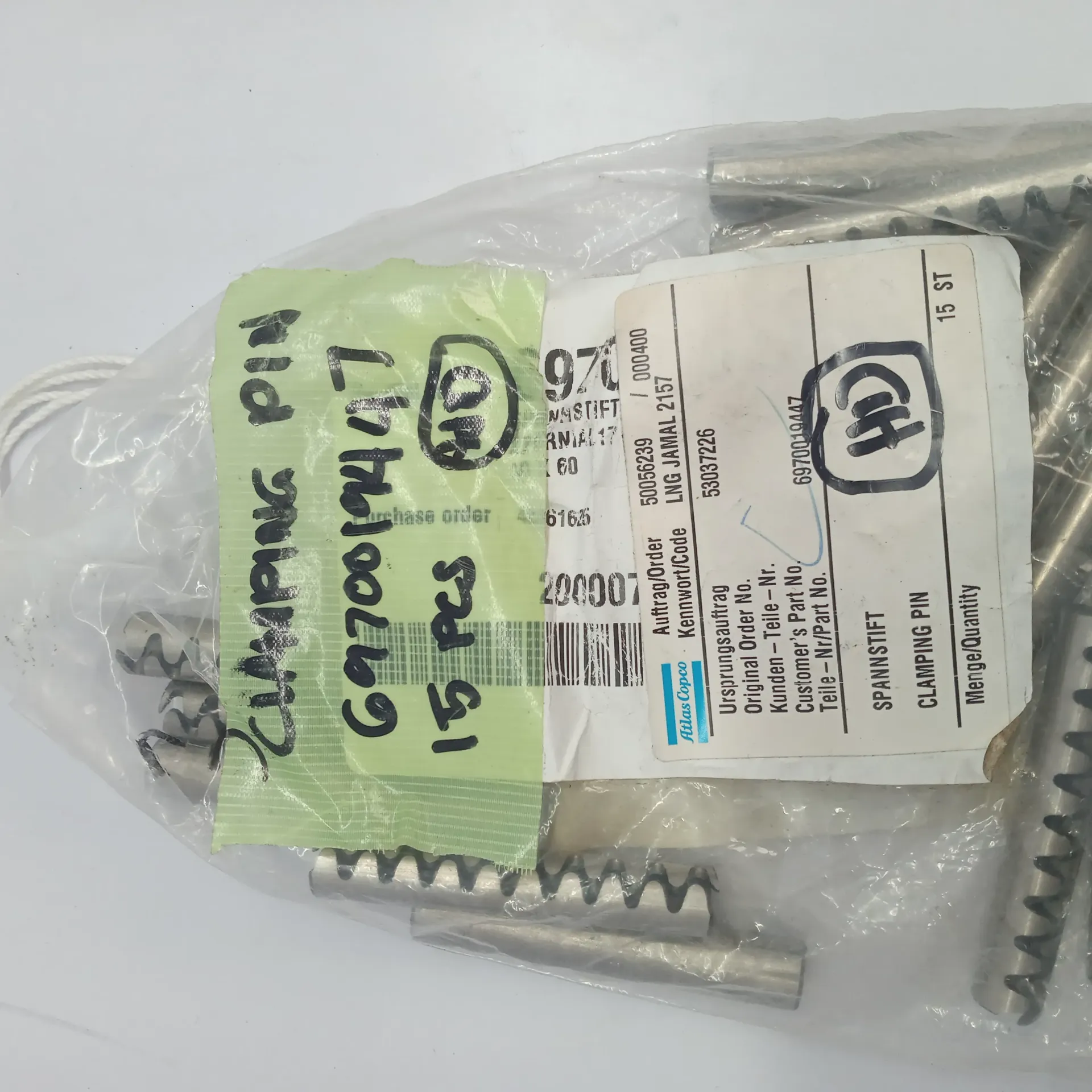 ATLAS COPCO 6970019447 CLAMPING PIN  LOT OF 15 PC Expedite Shipping