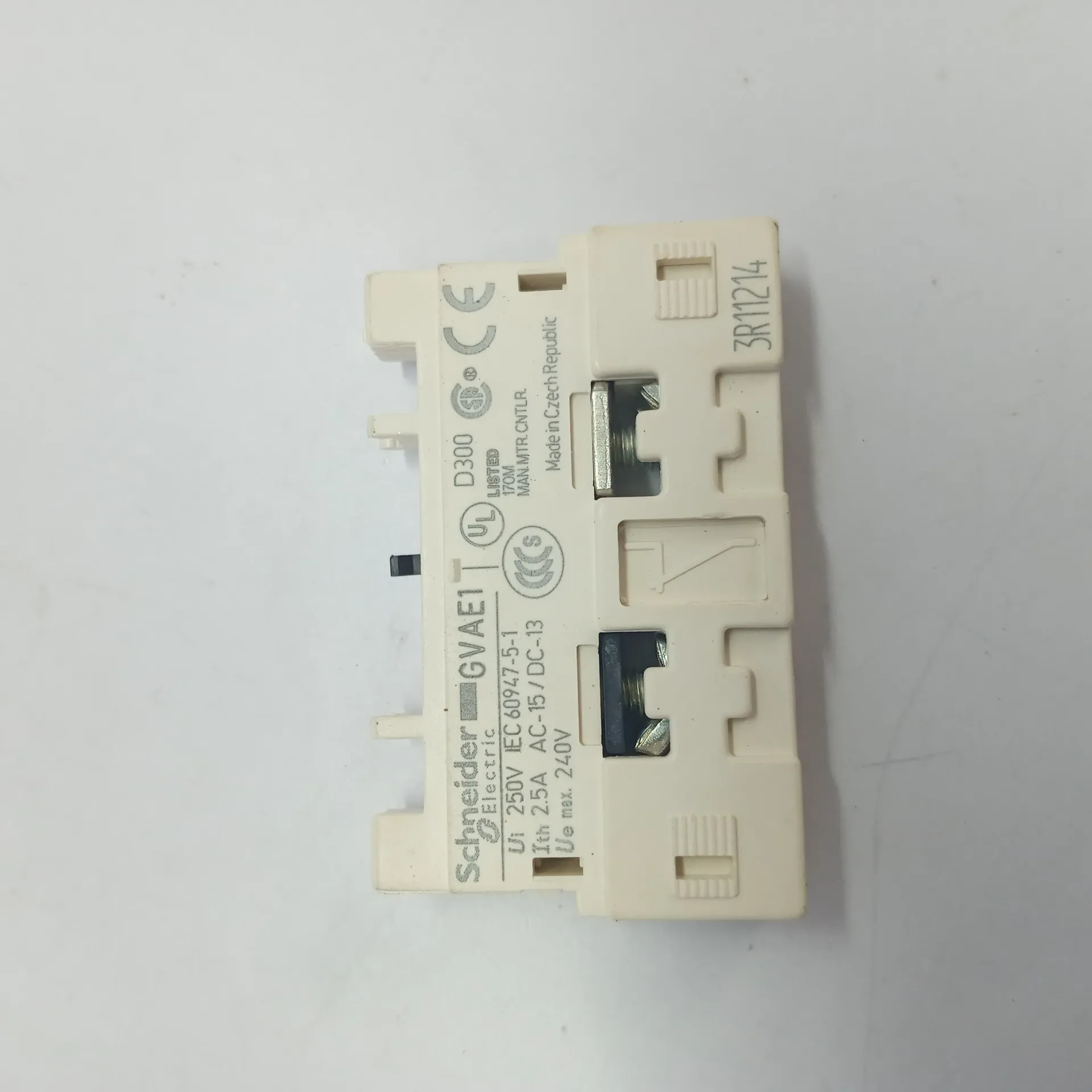 Schneider Electric GVAE1 Auxiliary Contact Block TeSys 1NO+1NC Top Front Mount